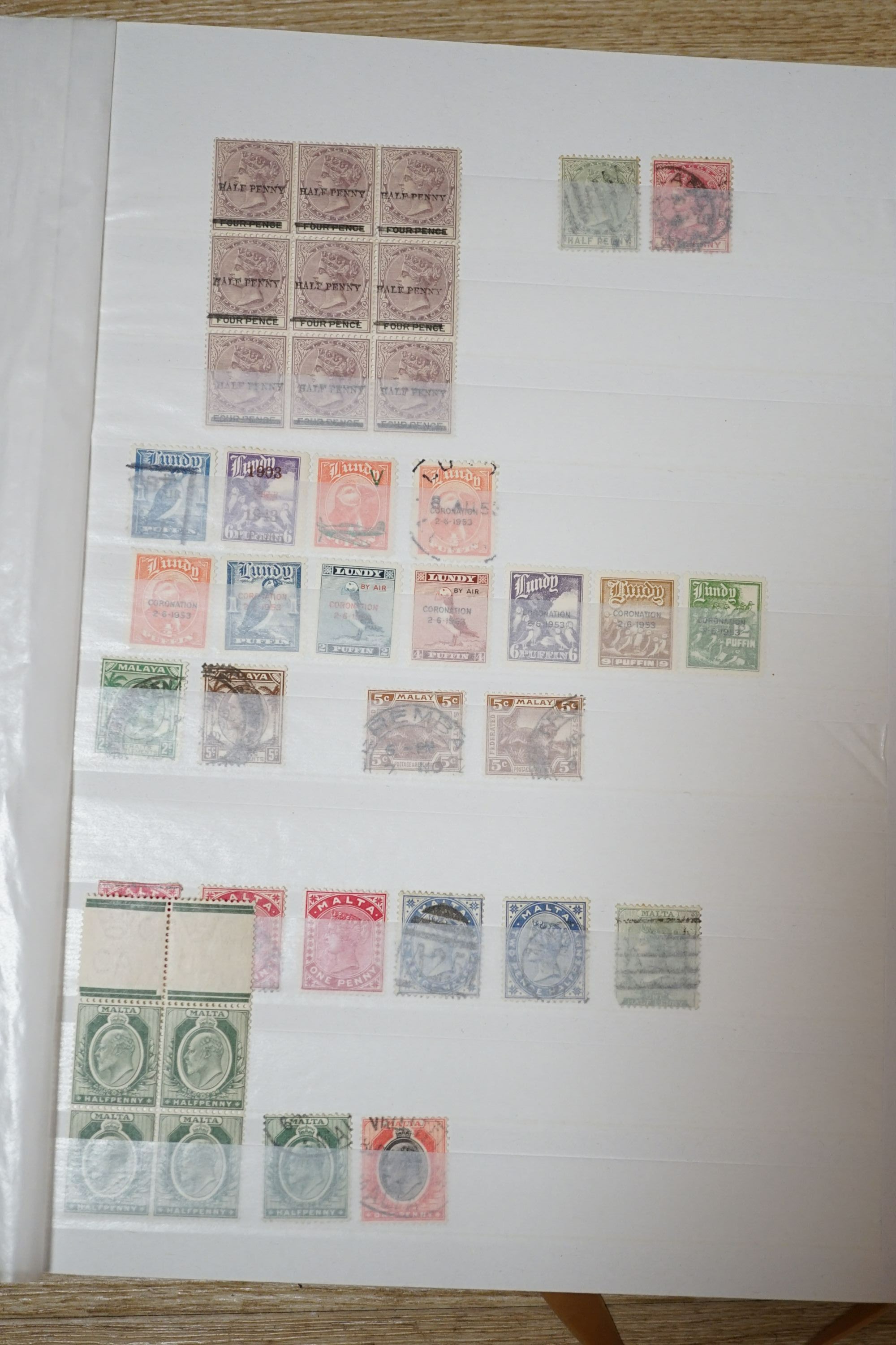 British Commonwealth stamps in stock, book with Ascension 1922 set of 9 mint, Bahamas 1884 £1 mint, Canada, Newfoundland, Ceylon, Malaya Straits Settlements 1898 $5 mint, mint blocks, few covers